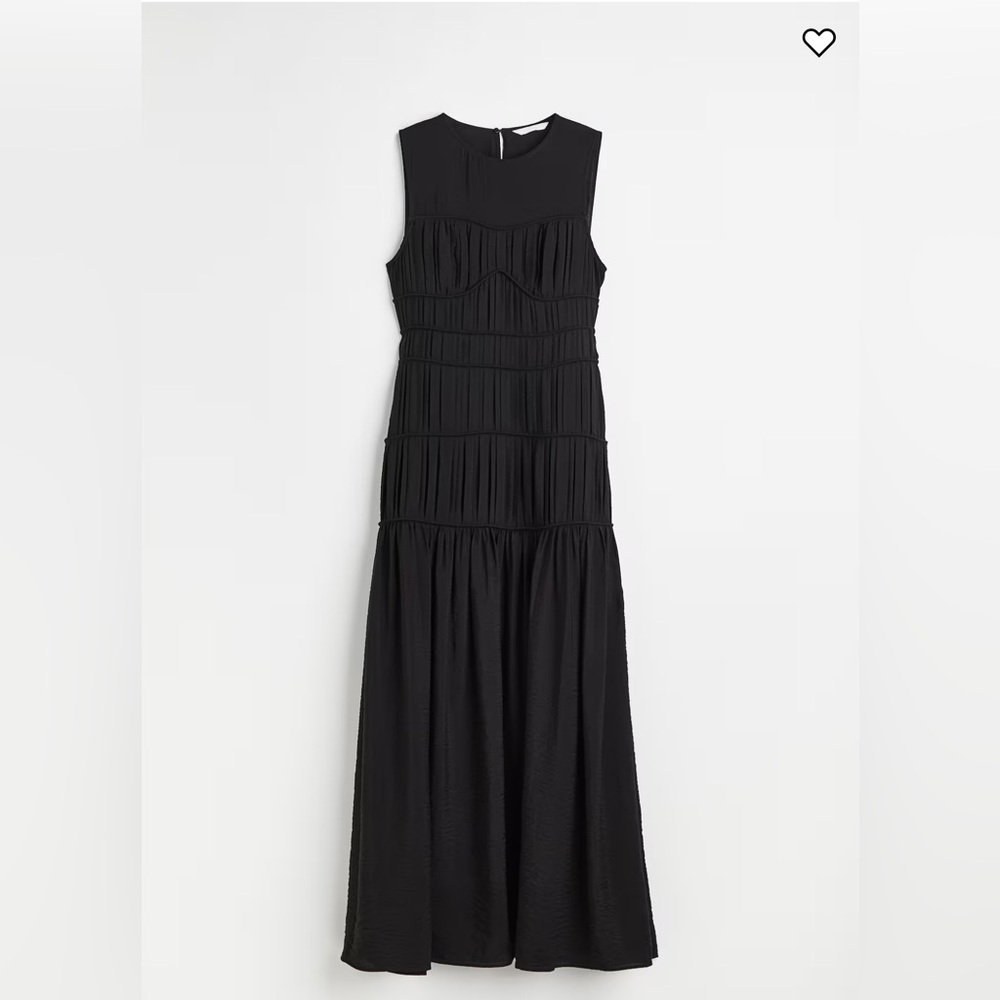 H&M Crepe Pleated Black Midi Dress women’s size medium - Picture 1 of 6
